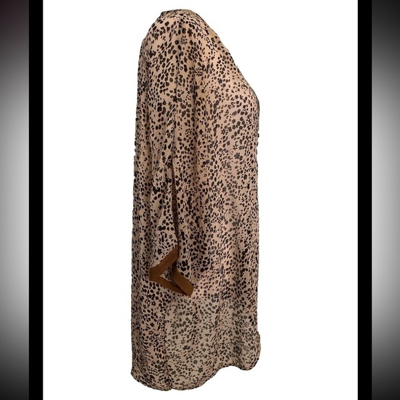 Free People Intimately Free Open Front Semi Sheer Tan Brown Top Oversized Small - Picture 2 of 6